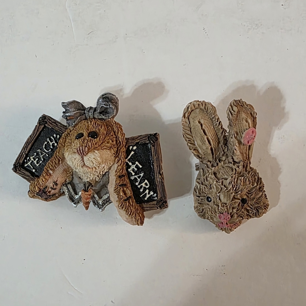 Boyds Bears Bunny Rabitt Brooch Set Of 2